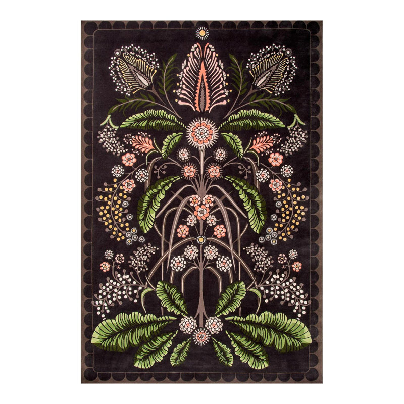 Tapis intérieur / extérieur en polypropylène tissé à la machine Wadine, Rectangle 5 pi x 7 pi 7 po