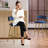  Padded Cushion Metal Legs Modern Bar Stool Set of 2 Blue-974871967