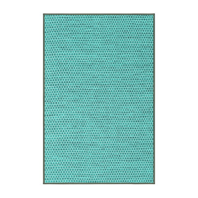 Tapis bleu en laine / polyester tissé à la machine Jaquish Southwestern