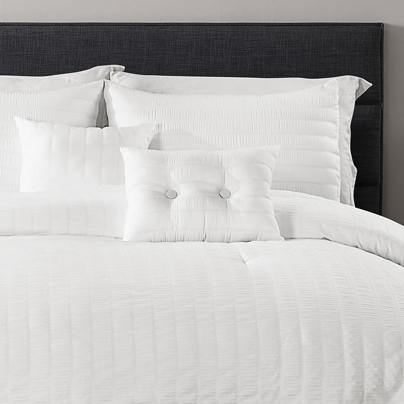Comforter, White, King Comforter + 2 Shams + 2 Throw Pillows