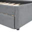 Lit plateforme gris avec lit gigogne gris - Structure en panneau de particules et revêtement en gris-452072386-452072387