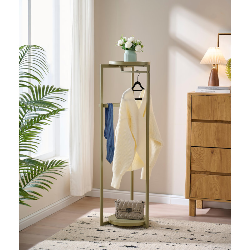Valet David en métal et bois avec cintre, plateau de rangement et barre d'accessoires - Organisateur de chambre et de vestibule élégant