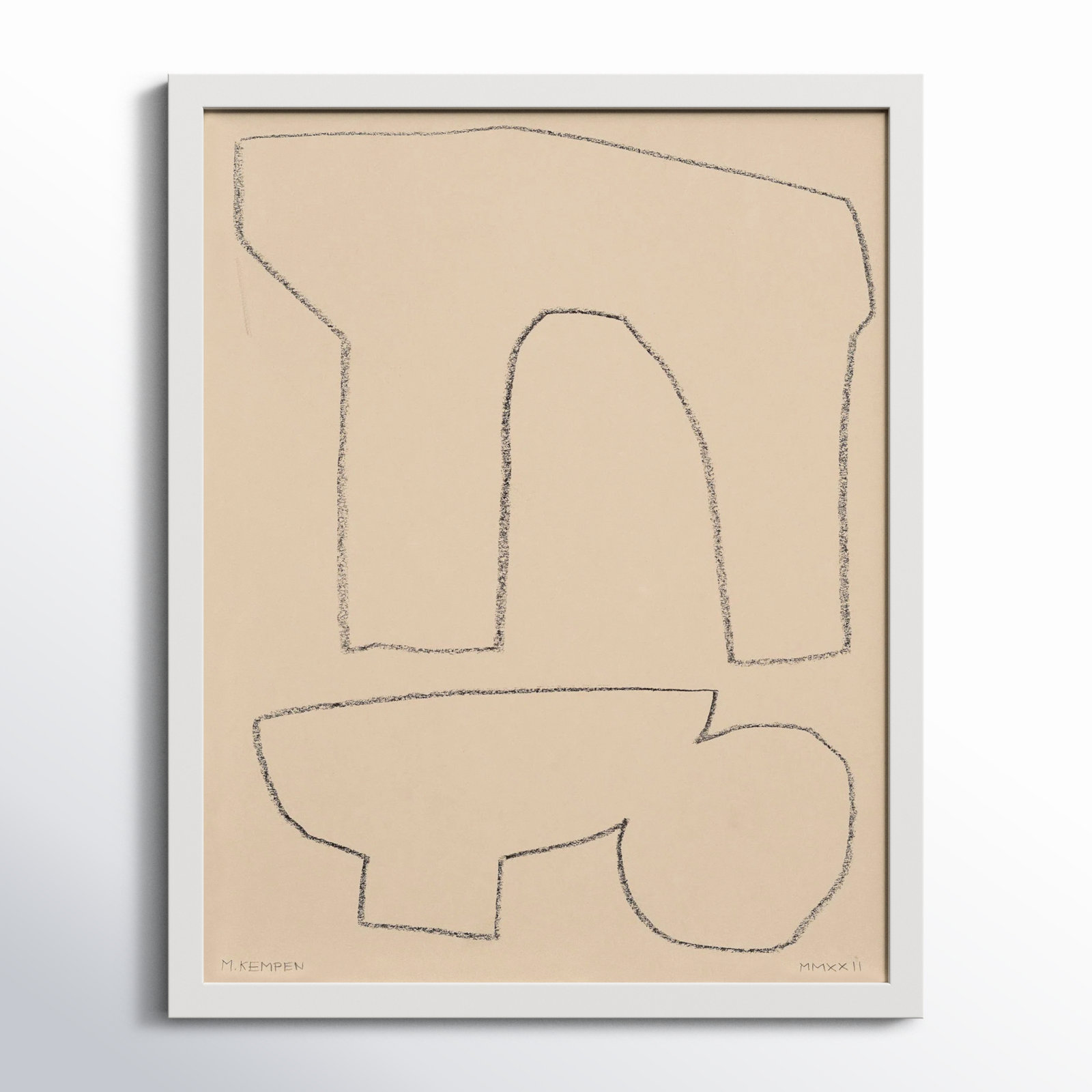 Outlines 2 by Michael Kempen, White Framed, 24" W x 30" H