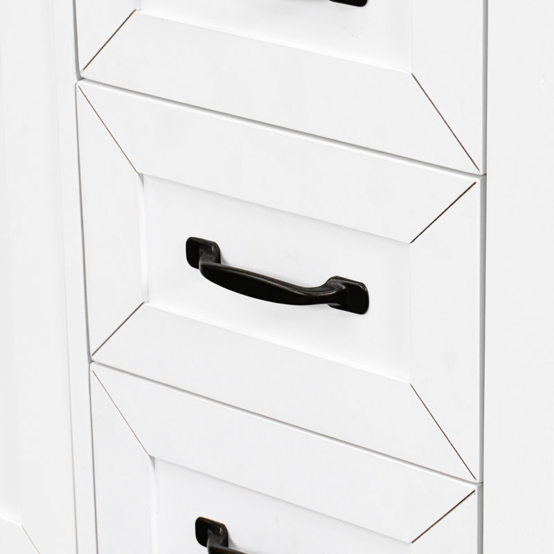 Armoire de salle de bain blanche 36 po - autoportante avec lavabo en céramique, tiroirs, lavabo, Noir, Blanc