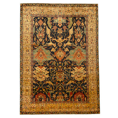 Hand Knotted Wool Oriental Area Rug in Black