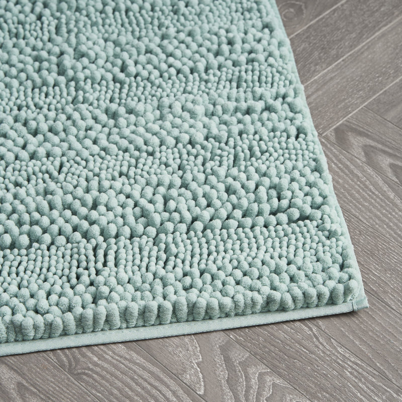 Laura Ashley Astor Chenille 2 Pieces Non-Slip Bath Mat, Green