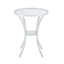 Table de bar avec plateau en verre trempé et structure en acier inoxydable, piètement chromé - Double niveau de rangement pour salle à manger, salle de négociation, bureau, bar ou café