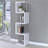 Bookcase, 4-Tier Snow White &amp; Chrome Silver | Space-Saving | Wood+Metal | Modern
