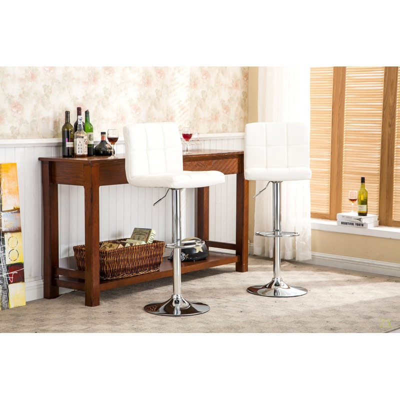 Tabouret de bar pivotant réglable en similicuir, ensemble de 2, Blanc