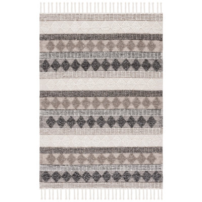 Tapis en laine / coton tissé à la main Natura en noir / ivoire