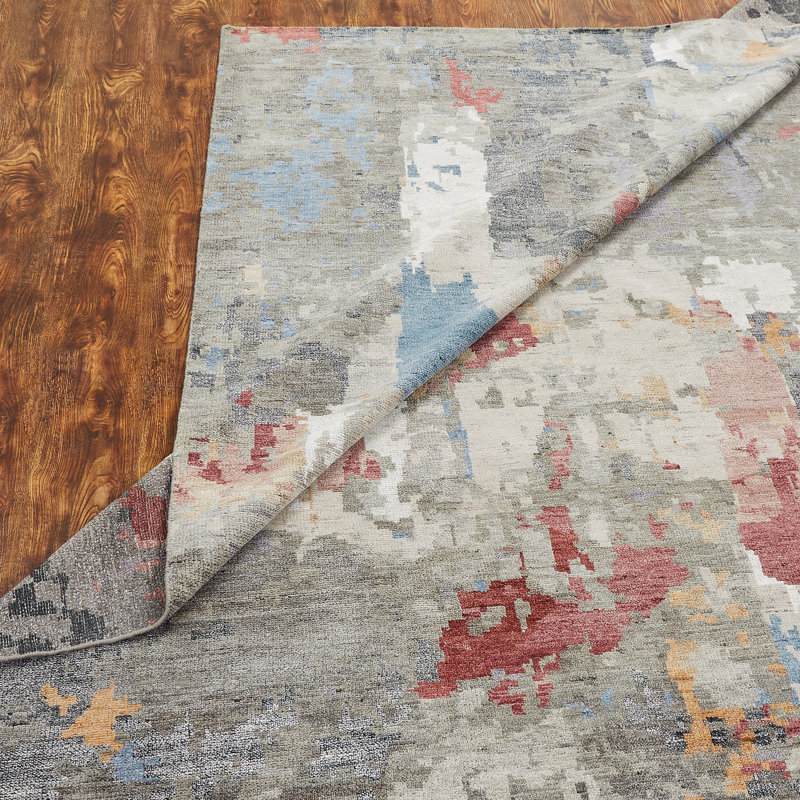 Aurora Drift Handmade Wool Abstract Area Rug, Rectangle 4' x 6'