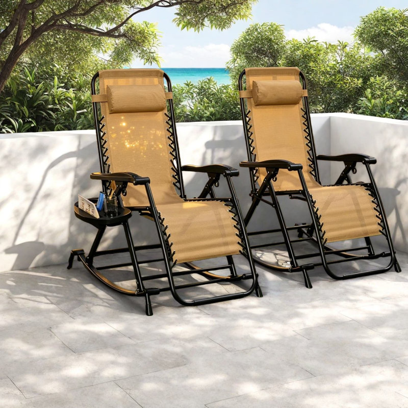 Chaises longues réglables pour patio, ensemble d'extérieur portatif moderne en maille d'acier