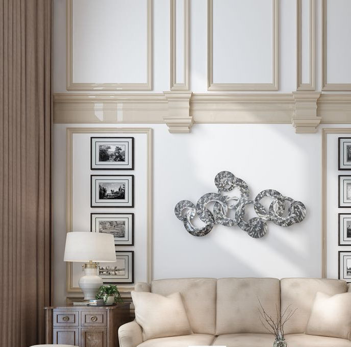 Décoration murale en métal, argent