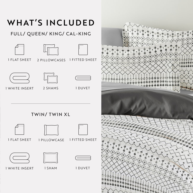 Twin Multi-Season Patterned Down Alternative Duvet Set