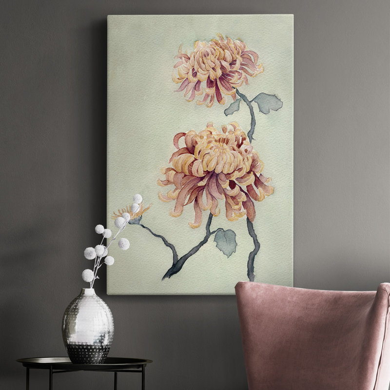 «Chrysanthemum Beauty I», peinture sur toile tendue, H 18 po x l 12 po x P 1,5 po