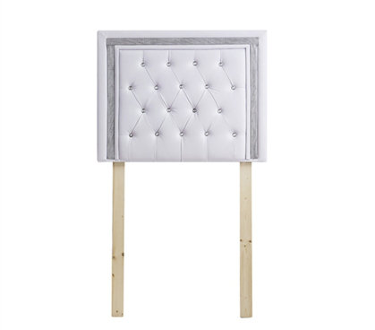 Tavira Allure College Dorm Twin Upholstered Panel Headboard, White/Silver Crystal