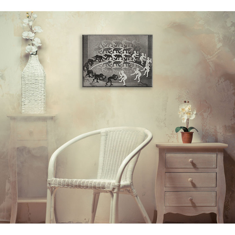 «Encounter» par M.C.Escher, toile tendue avec châssis, H 13 po x l 18 po