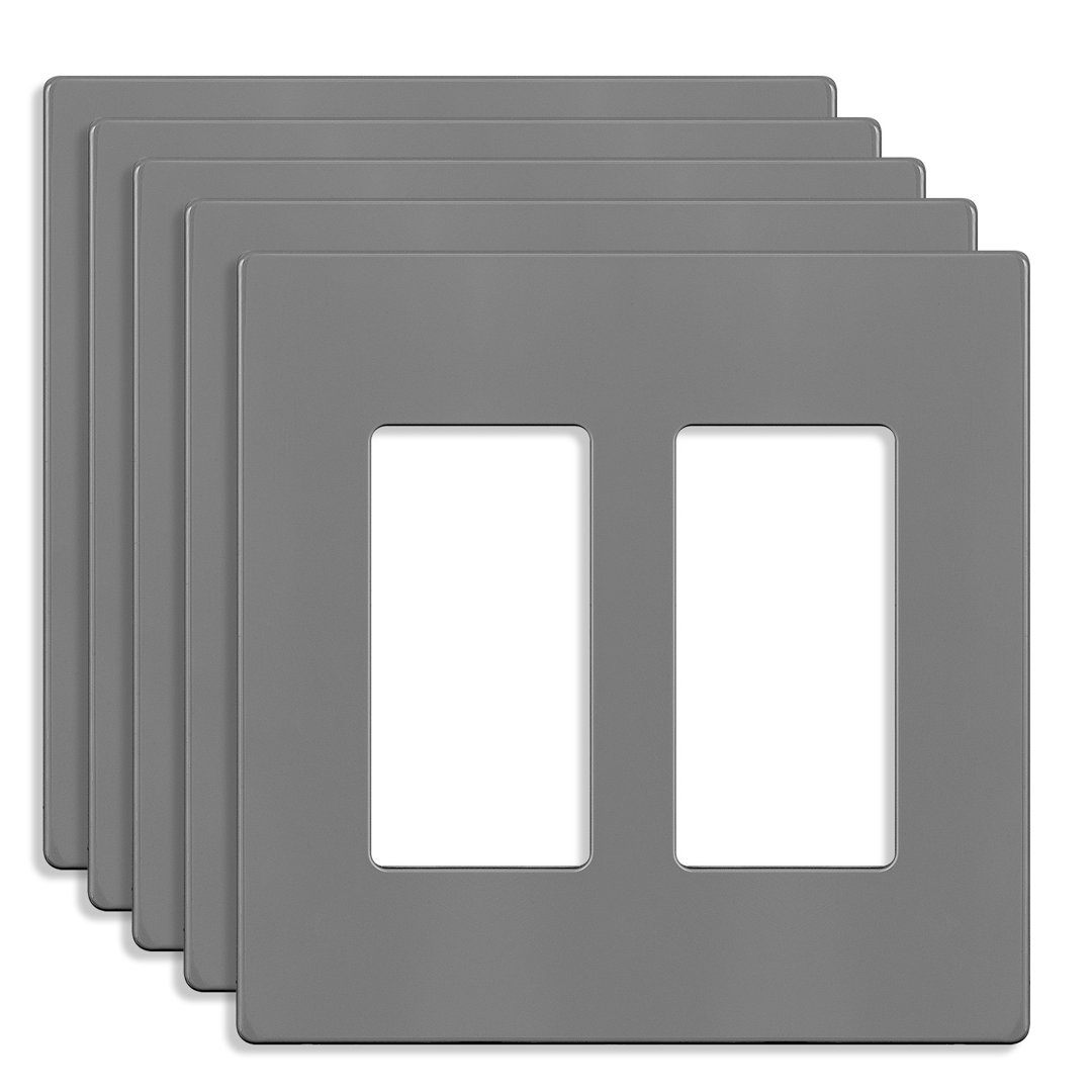 Screwless 2-Gang Decorator Wall Plate (Set of 5) Enerlites 