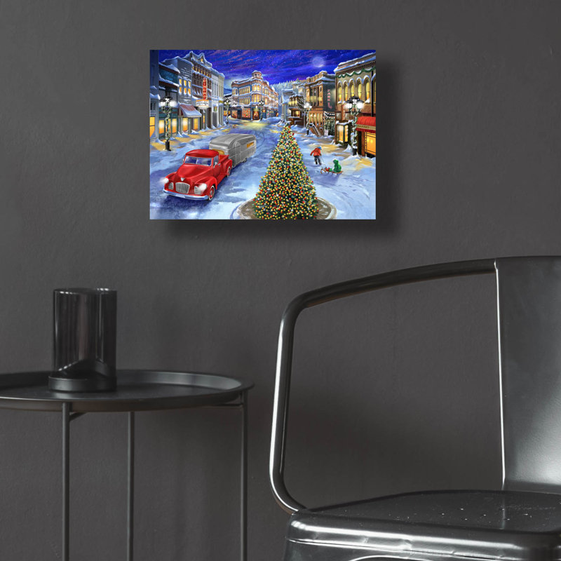 «Main Street Christmas» par Bigelow, illustrations en verre acrylique, H 12 po x l 16 po x P 0,13 po