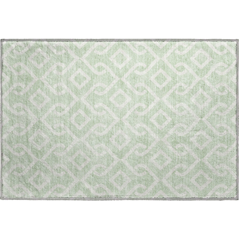 Premium Machine Washable Cerrito Mint Rug, Rectangle 1'8" x 2'6"