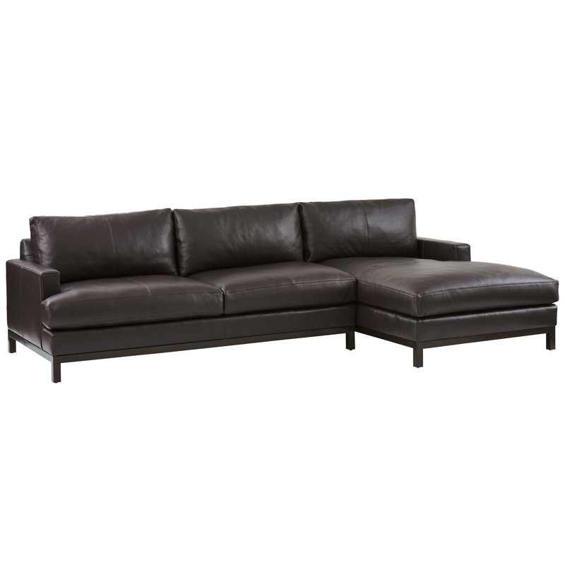 Barclay Butera Upholstery Upholstered L-Shaped Sectional, Right Hand Facing, Black Leather Match