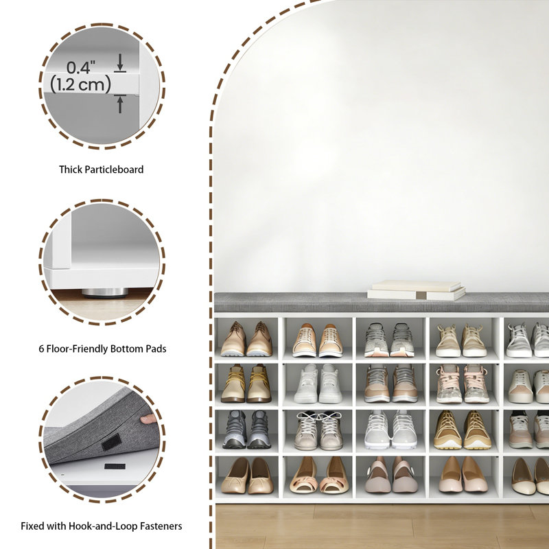 Entryway Storage Bench With Cushioned Seat
