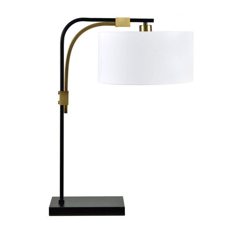27.5" Metal Table Lamp With White Shade