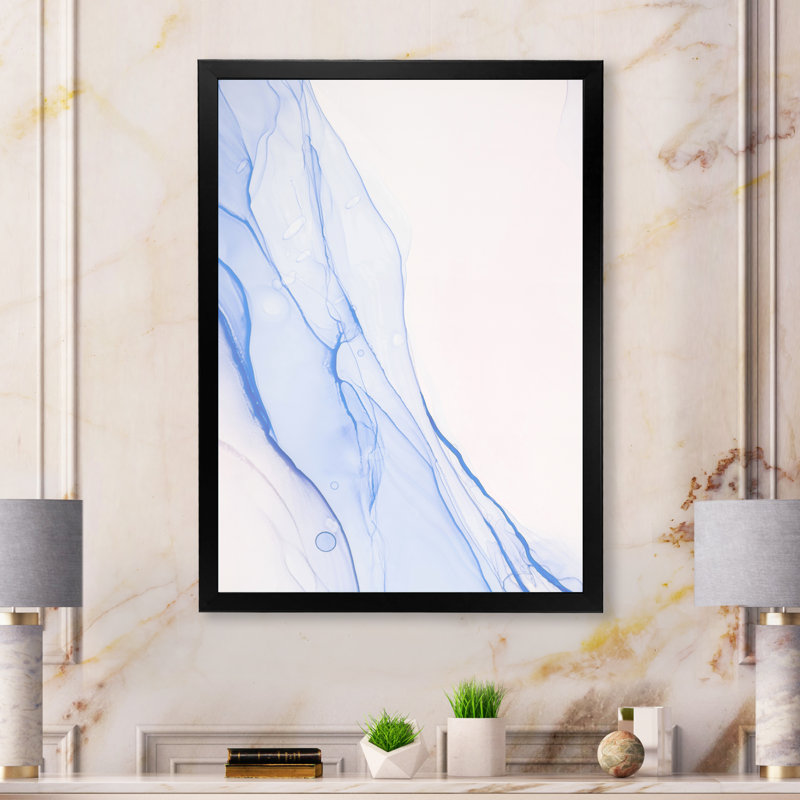 «Blue Marble Waves», reproduction d'art sur toile moderne, H 12 po x l 8 po x P 1 po, Toile avec cadre photo noir