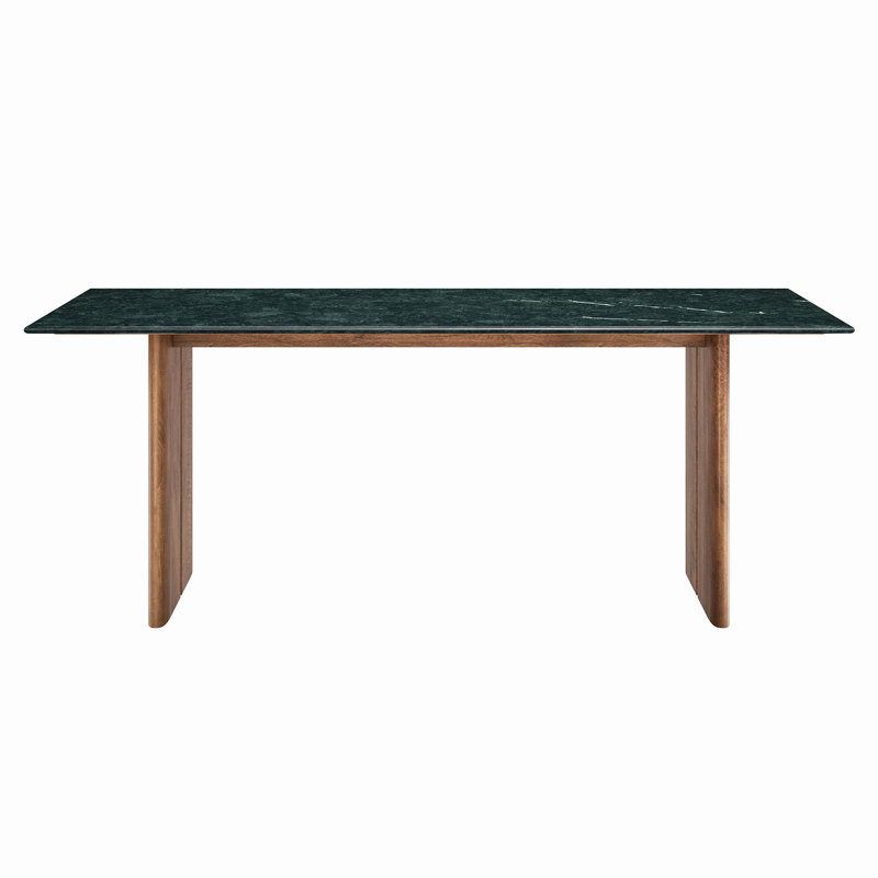 Gadsden 86 Inch Marble Dining Table in Walnut Green Marble