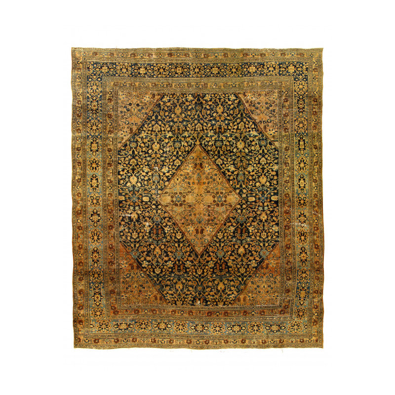 Tapis bleu marine de conception unique 14,4 pi x 17,1 po