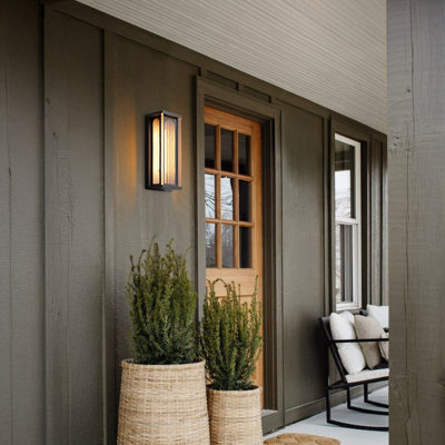 Outdoor Acrylic Wall Sconce, 16 Inch Large Modern Style Exterior Wall Lights, E26 Base, Black