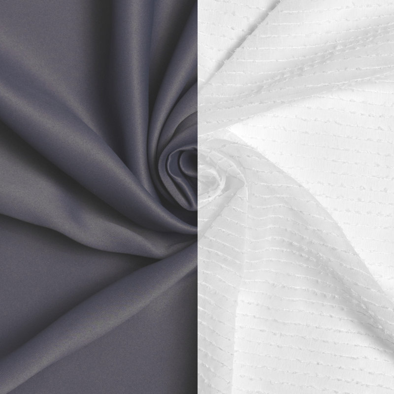 Brunos Mix & Match Striped Room Darkening and Sheer Grommet Curtain Panels, 52" W x 96" L, Dark Gray