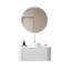 Meuble-lavabo de 36 po avec rebord flottant à bords courbés et armoire de rangement en contreplaqué rayé avec tiroir rond en céramique et plateau en pierre frittée de Carrare, pré-assemblé