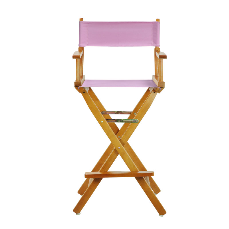 Chaise de réalisateur pliante de 30 po avec toile, Chêne miel, Rose