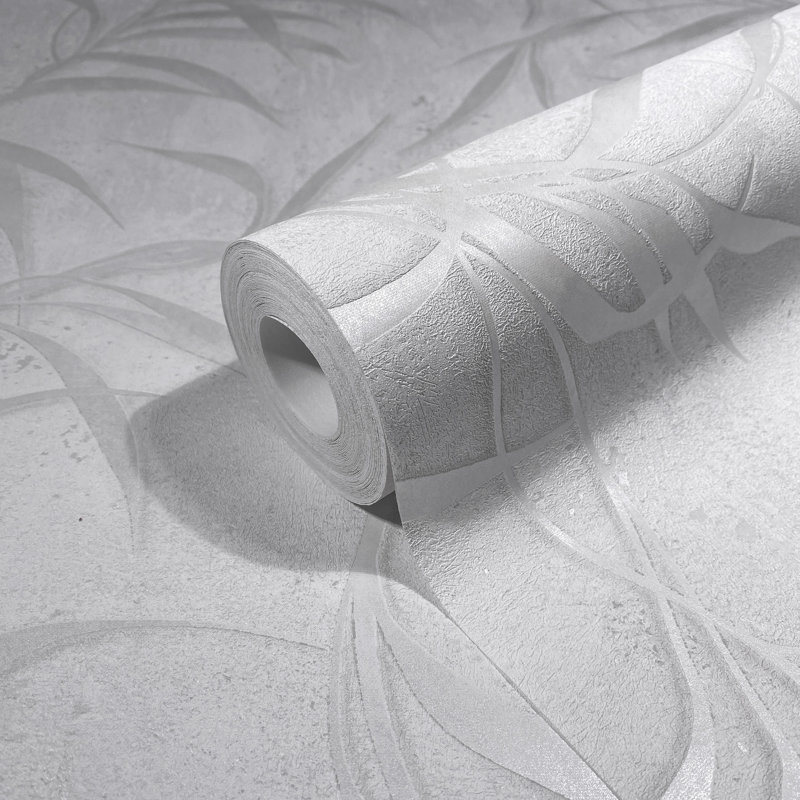 Kavalier Metallic Leaf 10.05M X 53Cm Wallpaper Roll, White