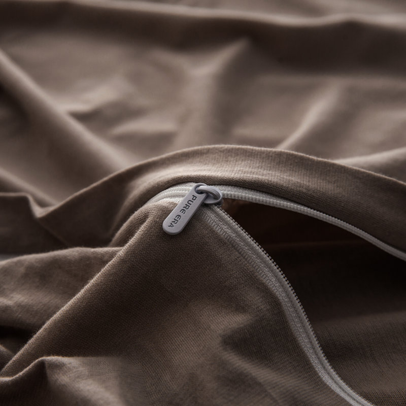 HOME BEDDING Jersey Cotton Duvet Cover Set, Queen Duvet Cover + 2 Standard Shams, Coffee Brown