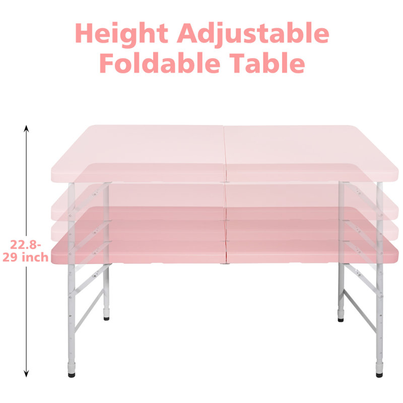 Table pliante portative rose 4 pi 4 po poids pliable intérieur et extérieur 135 kg, Rose