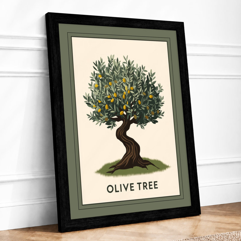 Olive Tree Botanical - Framed Print, A4 - 29.7 x 21.0 cm, Black