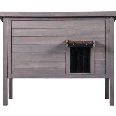 Abri pour chat, maison d'extérieur avec volets de porte amovibles, fabrication en bois de sapin de haute qualité, isolation à six côtés pour la protection contre le froid et la chaleur, toit incliné en asphalte imperméable, toit ouvert en bas
