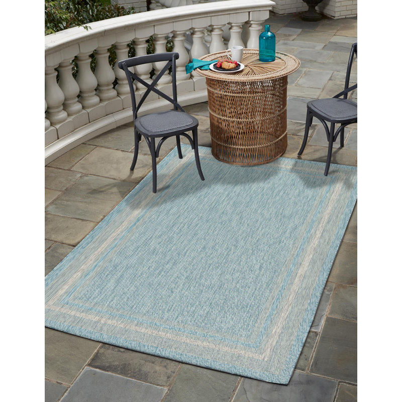Tapis intérieur / extérieur Sevinc, Teal, Rectangle 8' x 11'4"