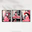 Pink Downtown Women City Winter Retro Fashion - 3 Piece No Frame Print Set-1537360356