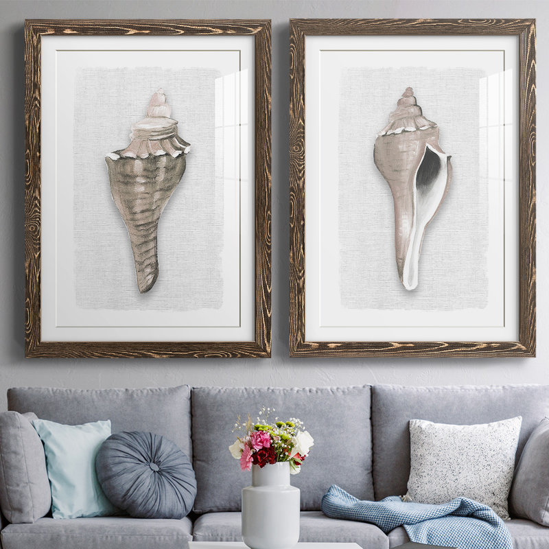 Sea Front Shell I - reproduction encadrée de qualité supérieure - prête à être accrochée, H 31,5 po x l 88 po x P 1,5 po