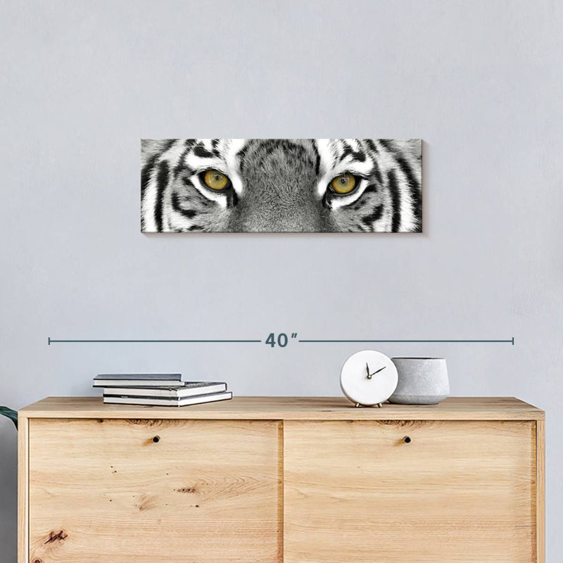 Œil de tigre blanc sur toile, H 8 po x l 24 po x P 1 po