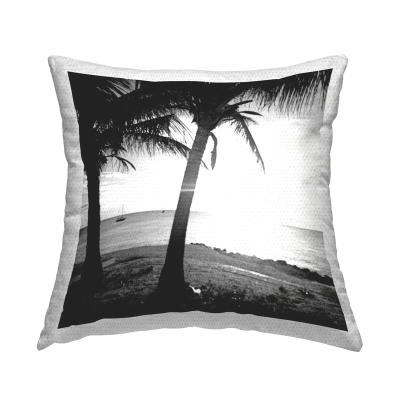 Palm Tree Silhouettes Printed Outdoor Throw Pillow Design by Susan Bryant