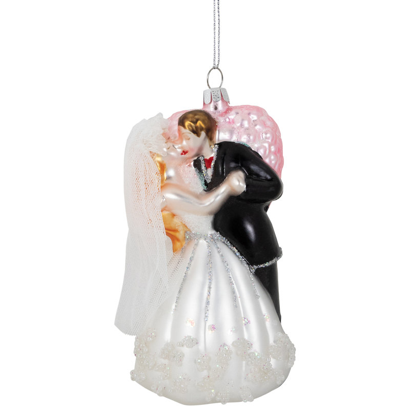 Ornement de mariage en verre 5,25 po