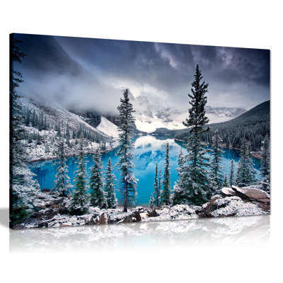 Moraine Lake In Winter - Wrapped Canvas Print
