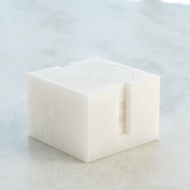Alabaster Coaster Set With Holder