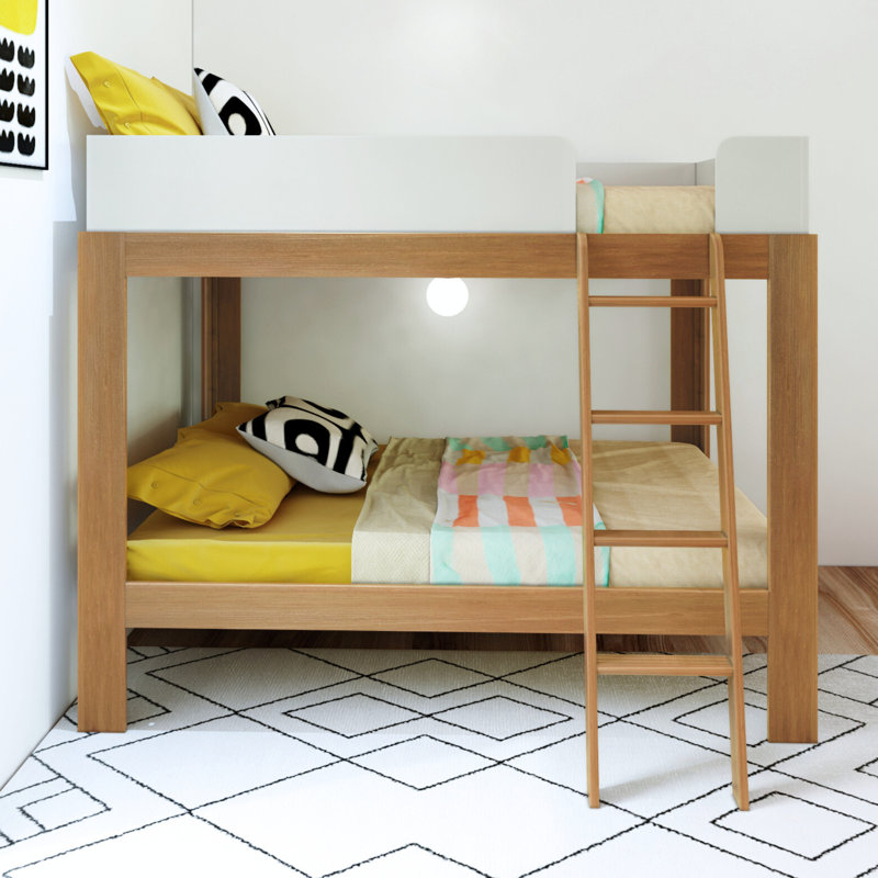 Ambur Kids Full over Full Bunk Bed, Brown/White