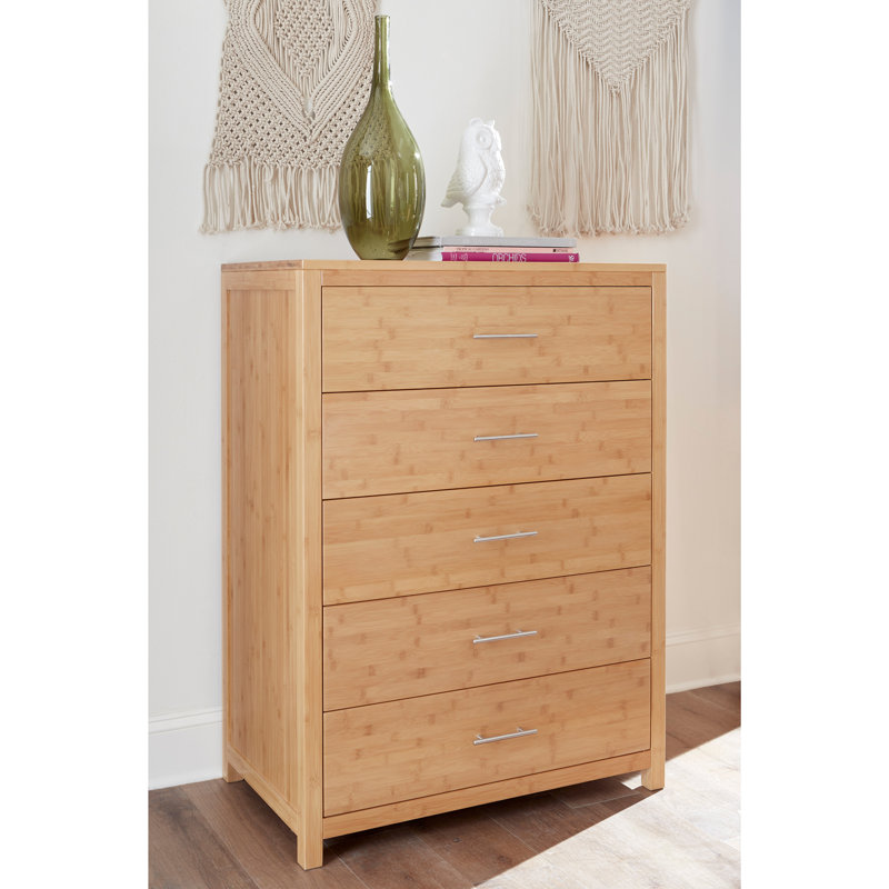 Acosta Solid Bamboo 5-Drawer Dresser (33.8" W), Natural Bamboo
