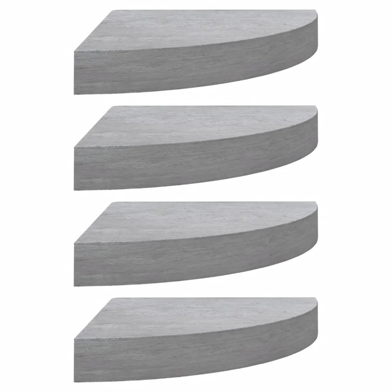 Arta 4 Piece Corner Shelf, Concrete Grey, 3.8cm H x 35cm W x 35cm D